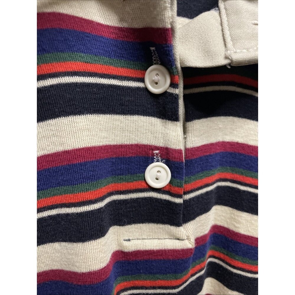 Bananas by Nancy Bossio Vintage 70s Striped Collared Button Up Shirt Tee Blouse - Picture 3 of 5